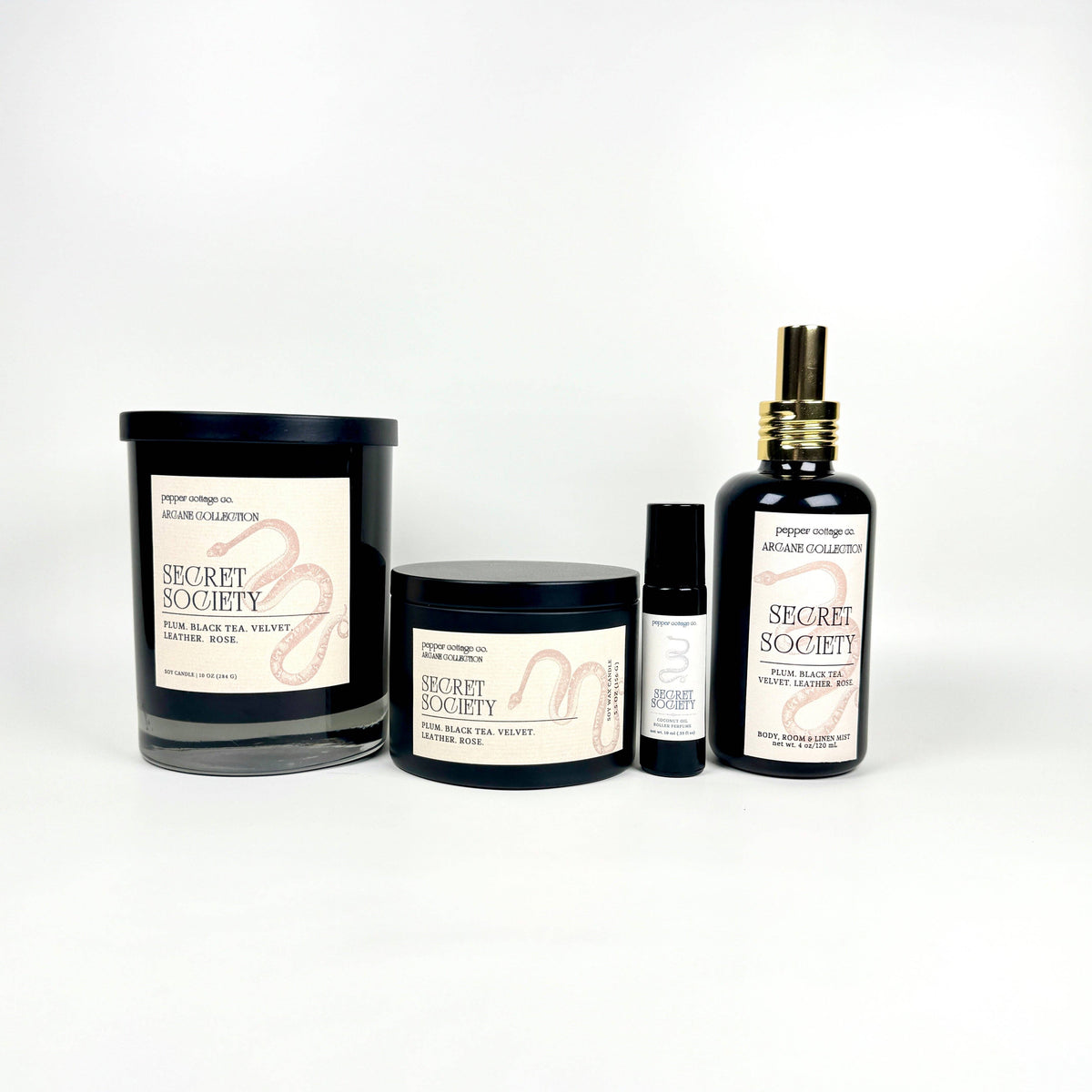 Secret Society 5.5 oz Candle Tin | Plum, Black Tea, Velvet, Leather, Rose | Dark Academia Soy Candle